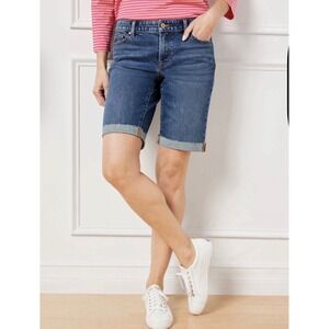 NWT TALBOTS Girlfriend 9" Cuffed Denim Jean Shorts SIZE 14